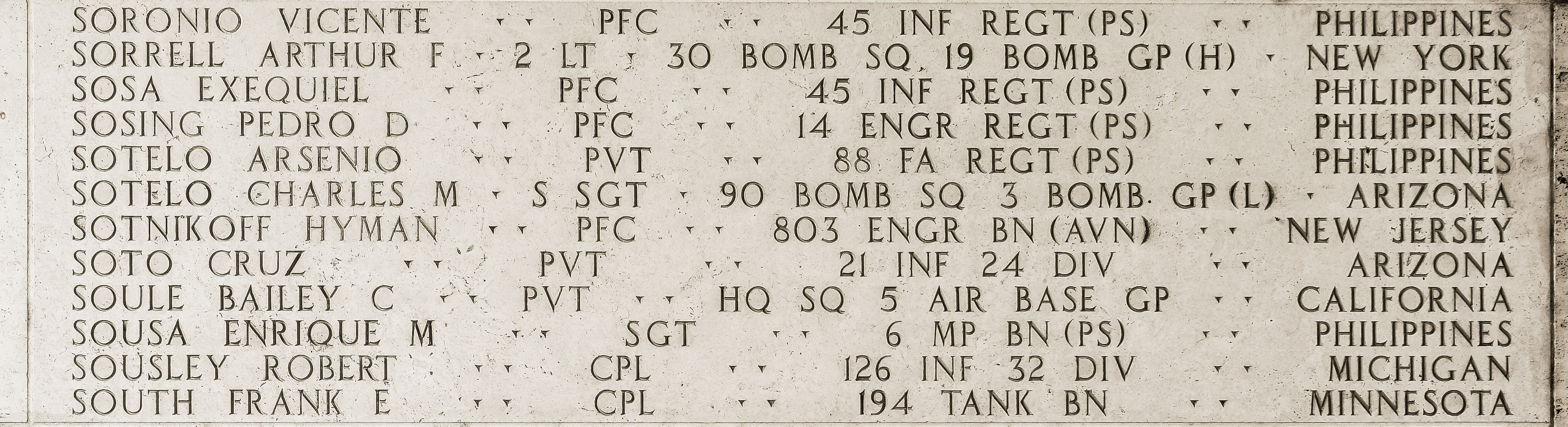 Arthur F. Sorrell, Second Lieutenant